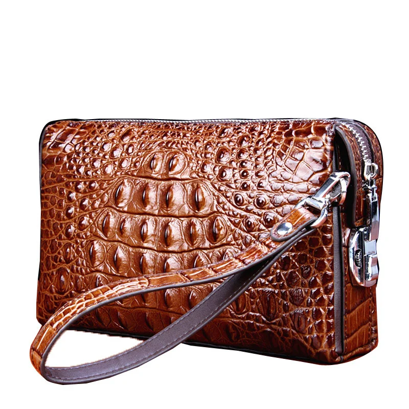 High-end Business Long Wallet Genuine Leather Men Fashion Purse Large Capacity Password Lock Clutch Bag Luxury Underarm Handbag