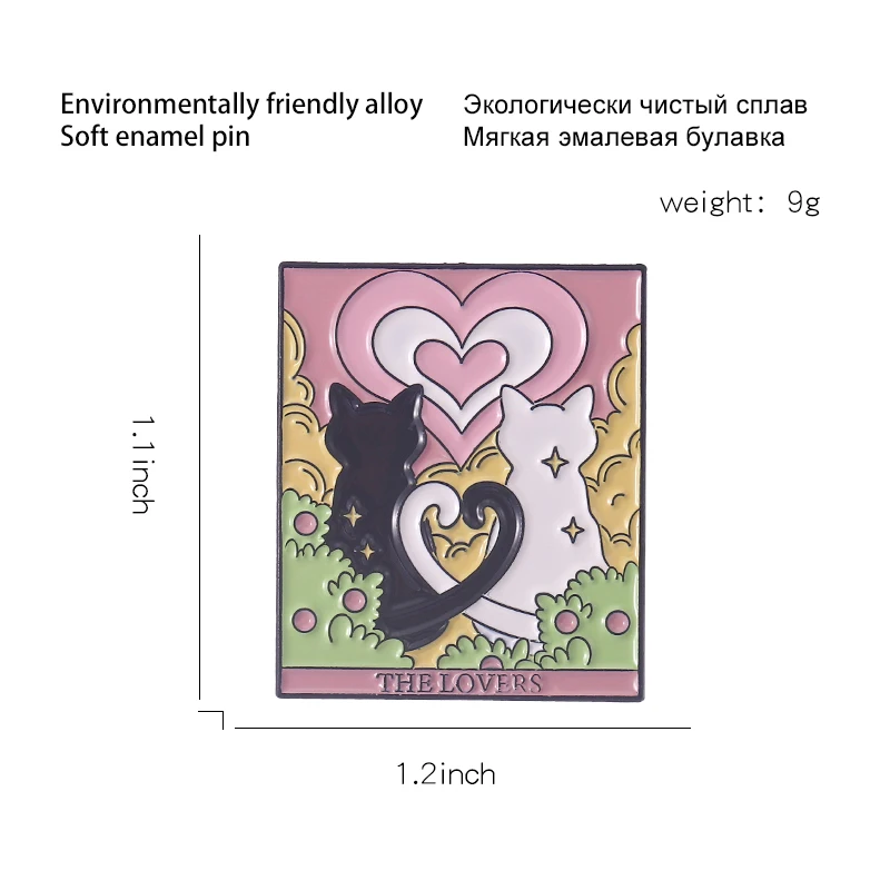 Эмалированные заколки с кошками Таро индивидуальные броши для влюбленных