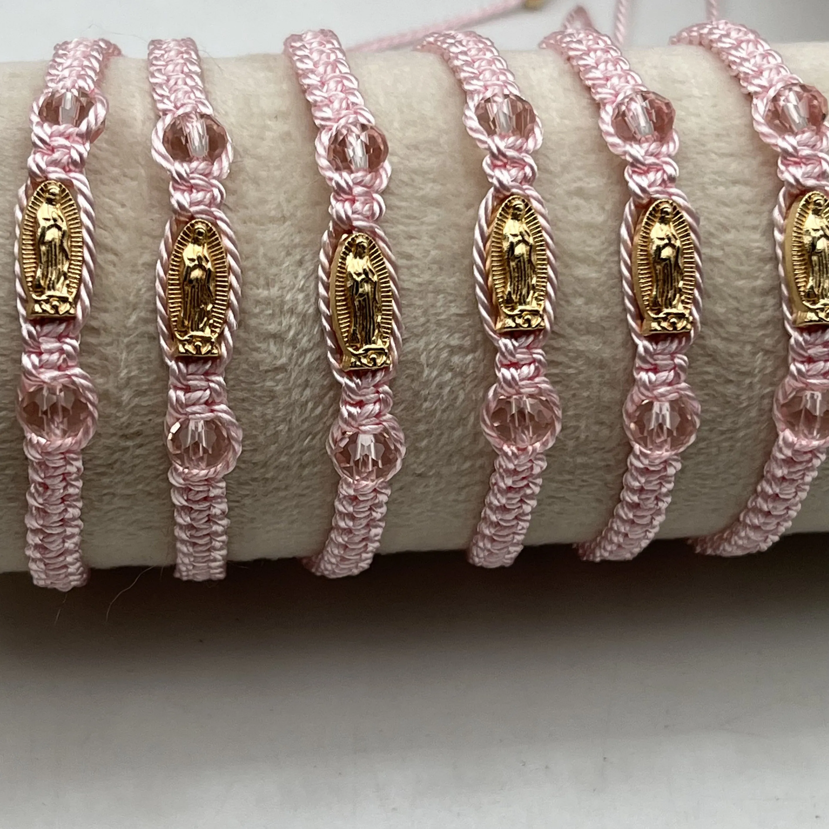 

12 Virgin Mary and Father Crystal Braided Bracelets Available as Gifts and Prayers Multiple Colors Available