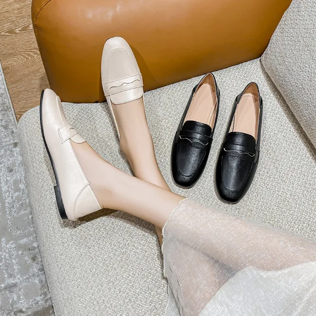 

Fashion New Spring Autumn Flats Shoes Women Flat Soft Bottom Ballet Square Toe Shallow Shoe Slip on Loafer Zapatos De Mujer