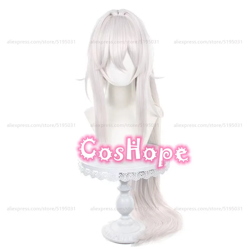 Парик для косплея Thelema длина 100 см прямой серебристо-белый розовый смешанный