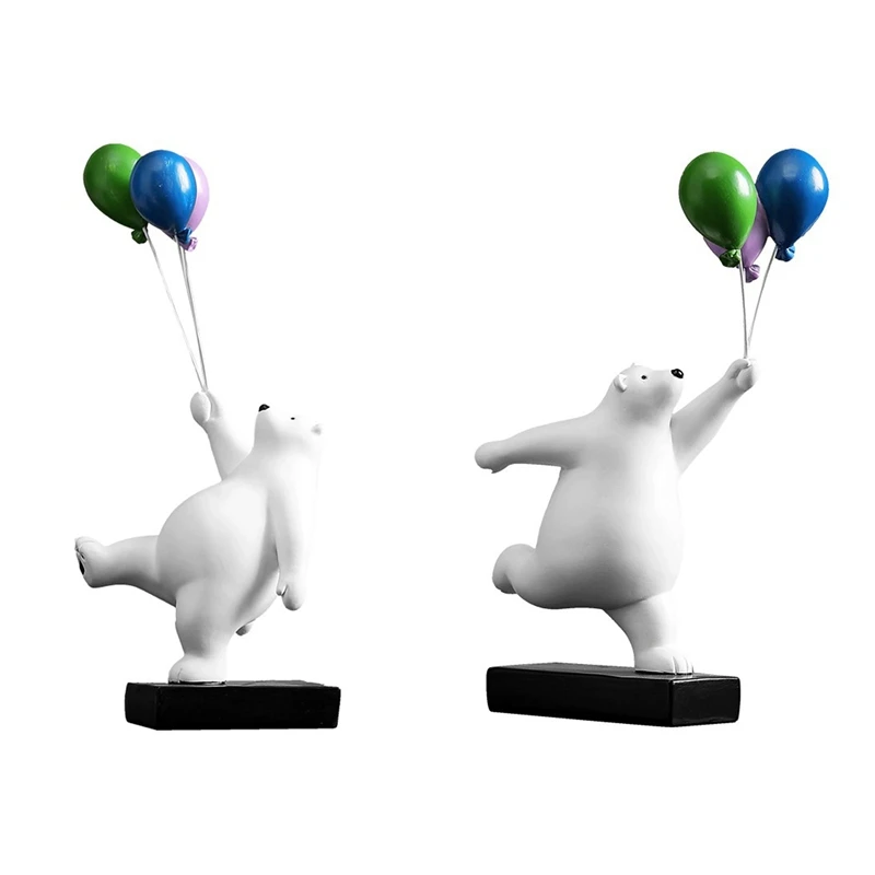 

Полимерные фигурки летающего медведя, воздушный шар, белые медведи, статуя, украшение для дома и офиса, гостиной, детской комнаты, настольно...