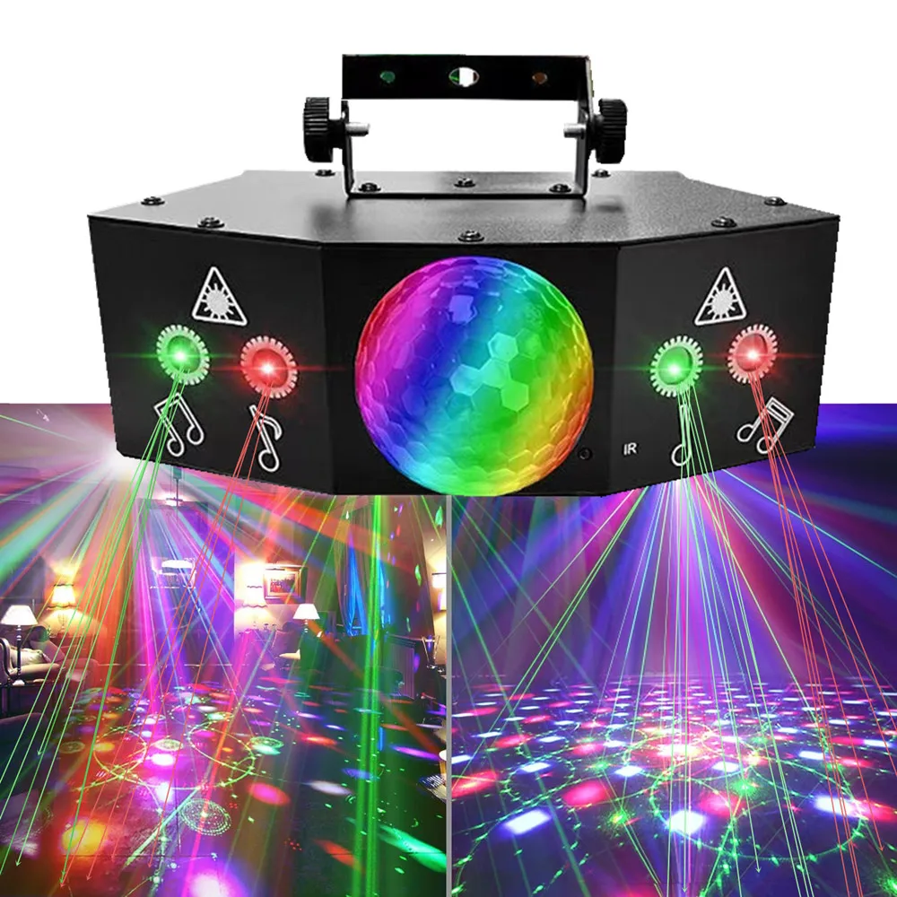 Disco Red Green Laser Light LED Stage Effect Strobe DJ Party Holiday Halloween Christmas Interior Decoration Light