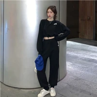 urban womens tracksuit korean fashion trouser suits solid 2 piece sets drawstring training set sports suit female pant suits