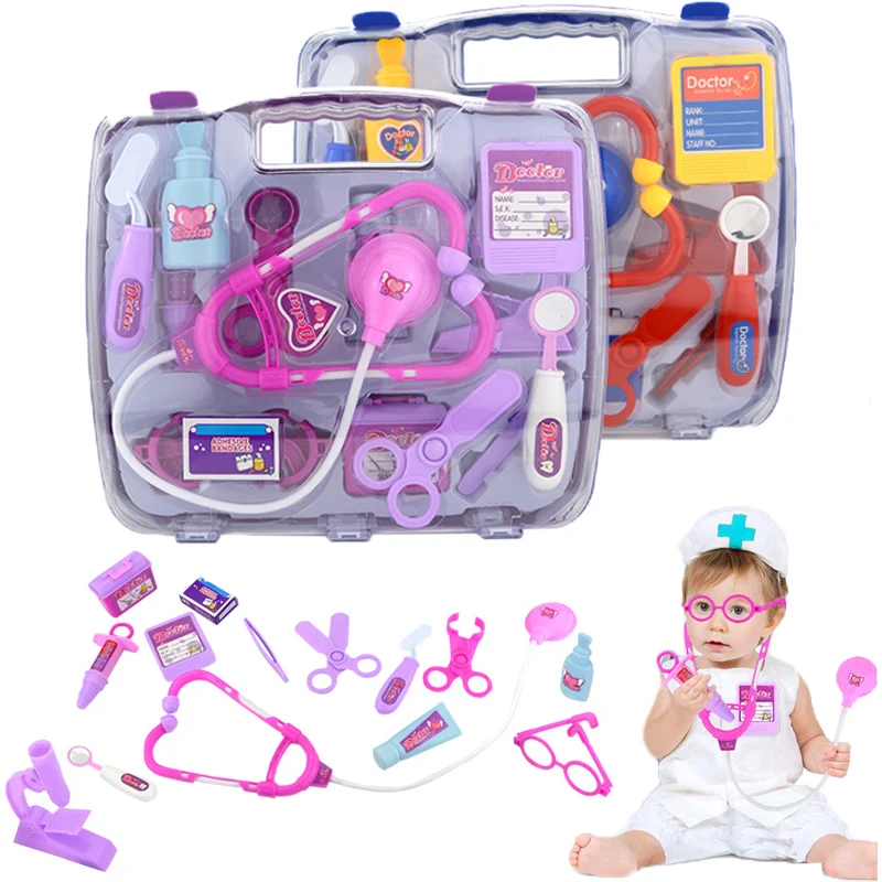 

15pcs/set Children Pretend Play Doctor Nurse Toy Portable Suitcase Medical Kit Kids Educational Role Play Classic Toys