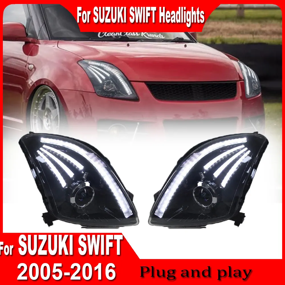 Фото Фары для Suzuki Swift 2005-2016, модифицированные передние светодиодные фары с ДХО и сигналами поворота, автоаксессуары №3