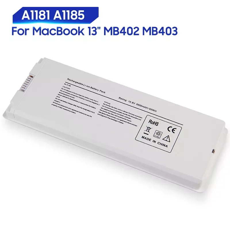 

2022New Replacement Battery For MacBook 13" MB403 MB402 MB881LL/A MA566FE/A A1181 A1185 Genuine Battery 5600mAh