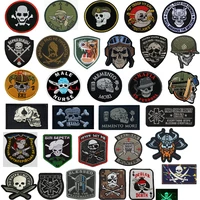 skull badges hook pvc rubber reflective ir infrared patches embroidered glow in dark patch clothing for caps backpacks jackets