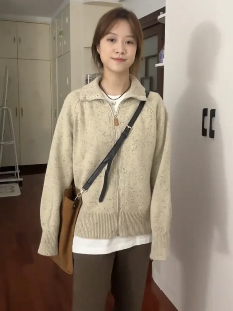 Французский sle Ретро Разное Короткий вязаный кардиган Женский осенне-зимний