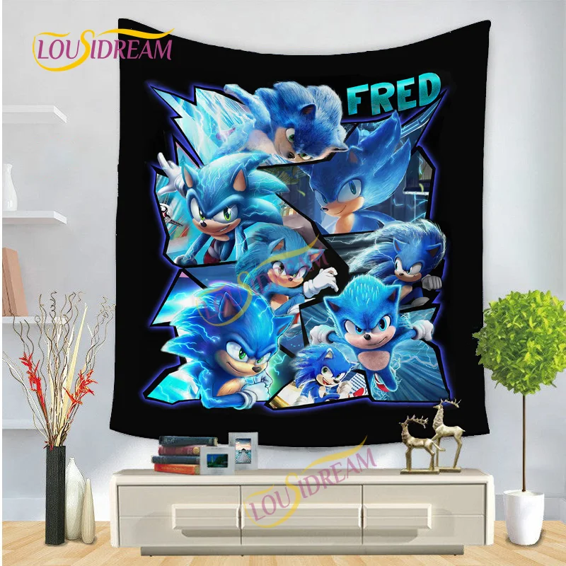 

Japanese cartoon Sonic tapestry home dormitory wall decoration bed sofa cover hip hop children gift anime tapestry.