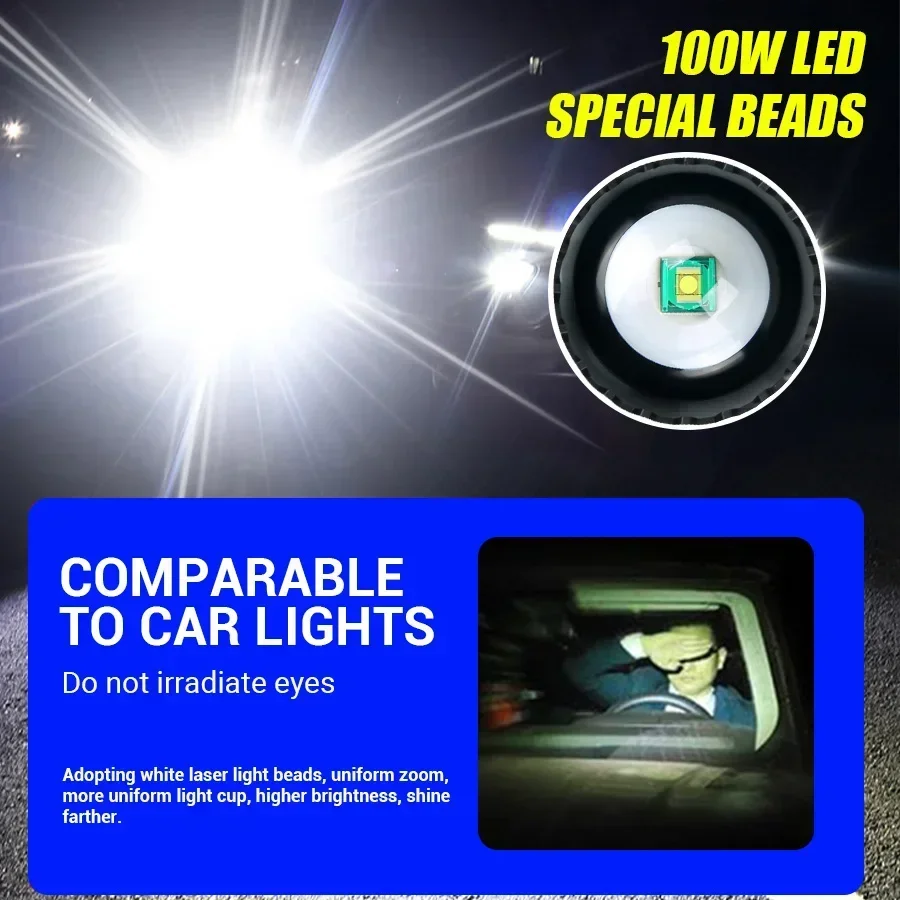 Мощный светодиодный фонарик 100 Вт ультра яркий тактический фонарь дальнего