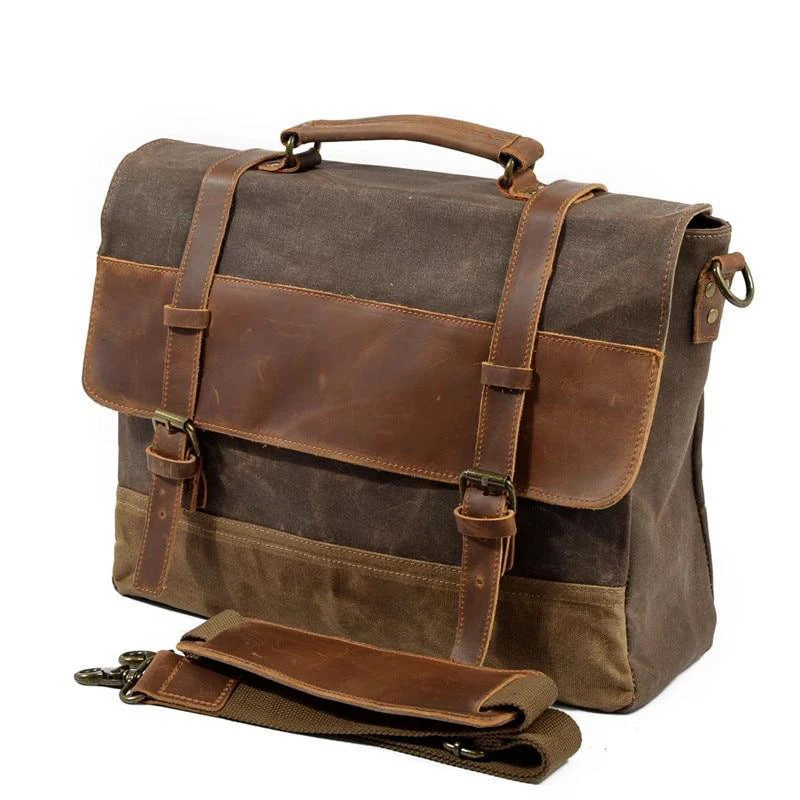 Unisex Man Bag Men's Retro Canvas Leather Briefcase Bag Business Work Handbag Quality Messenger Laptop Shoulder Bag For Men XA4T