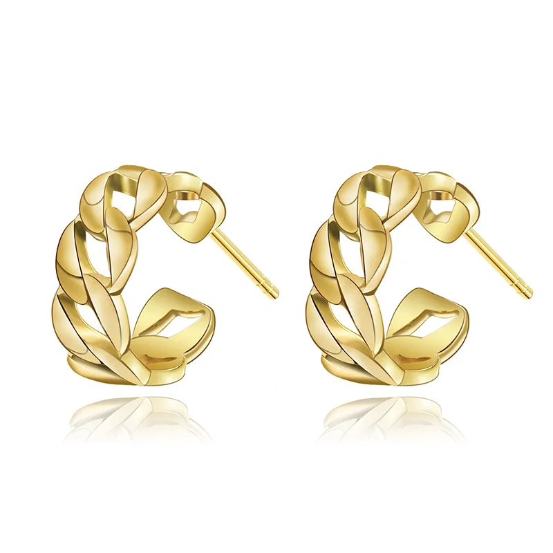 

GD Trendy Chain Hollow Stainless Steel Hoop Earrings French 316L Gold Plated Earrrings for Women Jewelry Accessories