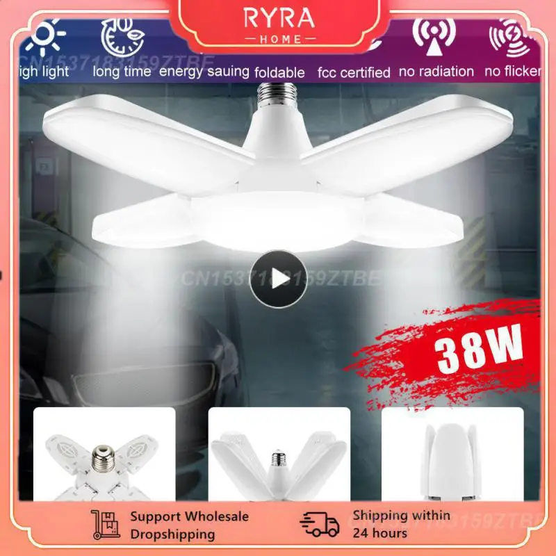 

1~10PCS Led Garage Ceiling Lights Ac85-265v Portable Foldable Bulb Folding For Workshop Garage Ajustable Industrial Lamp 38w
