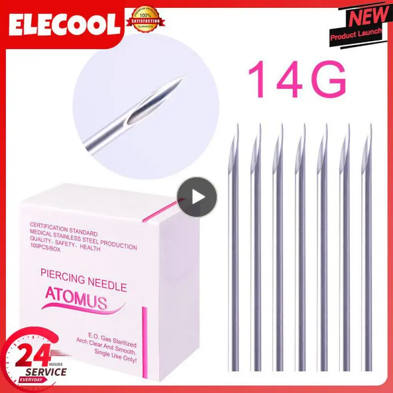 

1~8PCS ATOMUSProfessional Disposable Sterile Body Piercing Needles for Navel Ear Nose Tattoo Sizes 14G/16G/18G Tattoo Supplies