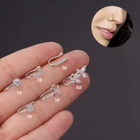 1pc fake piercing nose ring butterfly snowflake clip on nose ear clip cuff earring for women girl gift body jewelry nariz