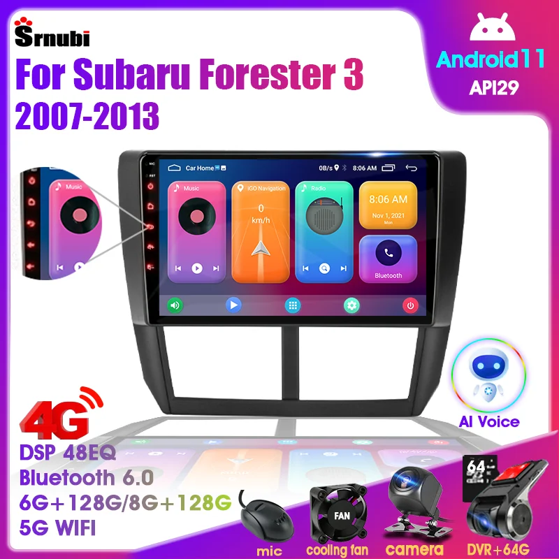 Android Car Radio for Subaru Forester 3 SH 2007-2013 Impreza Multimedia Player 2din Head Unit Stereo Video Carplay Speaker Audio
