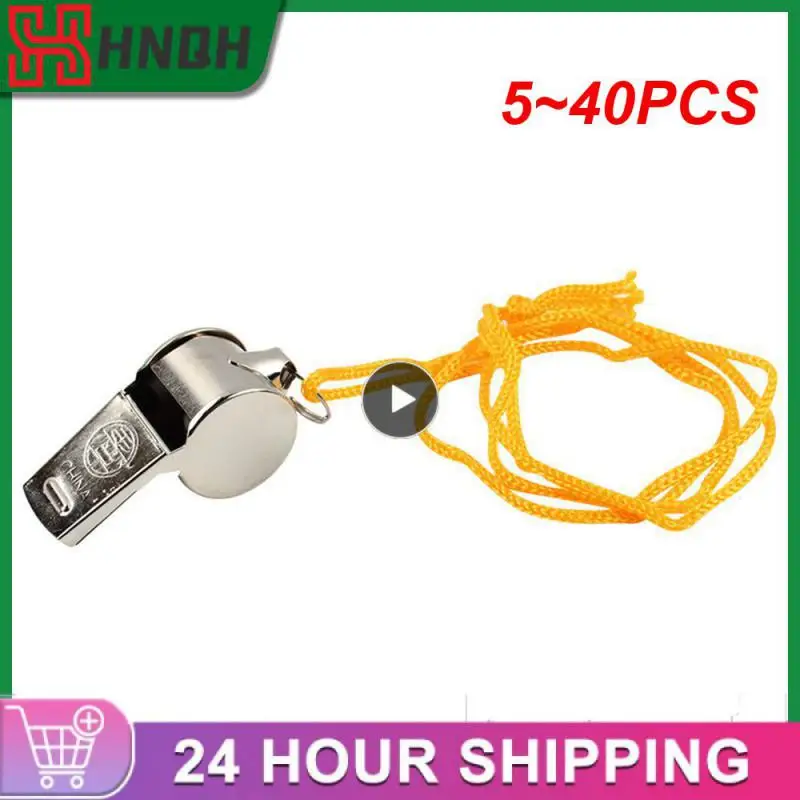 

5~40PCS Metal Whistle Referee Sport Rugby Party Outdoor sports Like Whistle Training School Soccer Football Colorful lanyard