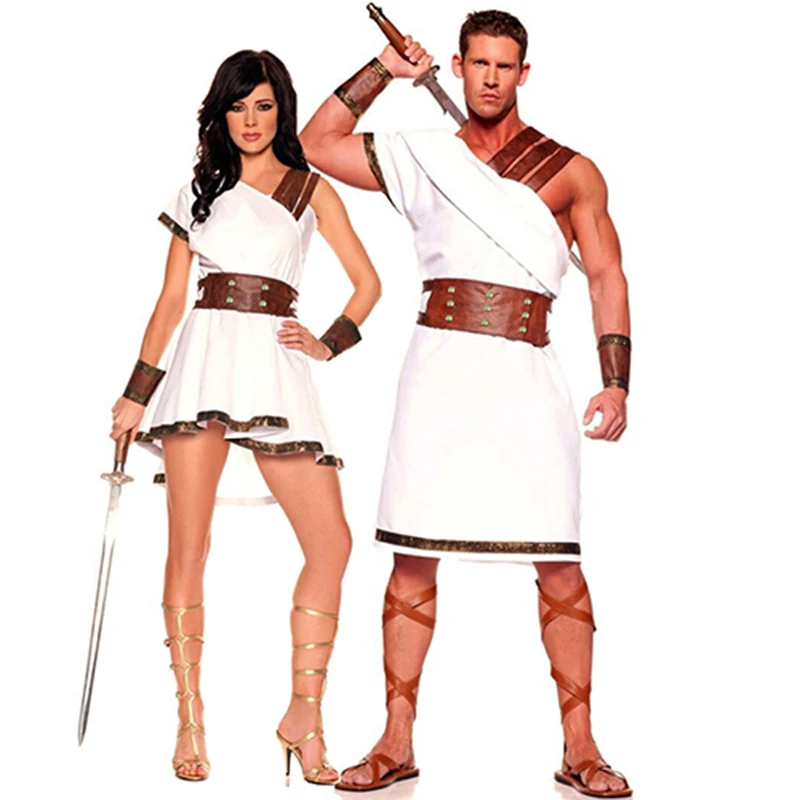 

Carnival Halloween Couple Greek Myth Costume Roman Egyptian Warrior Gladiator Cosplay Fancy Party Dress