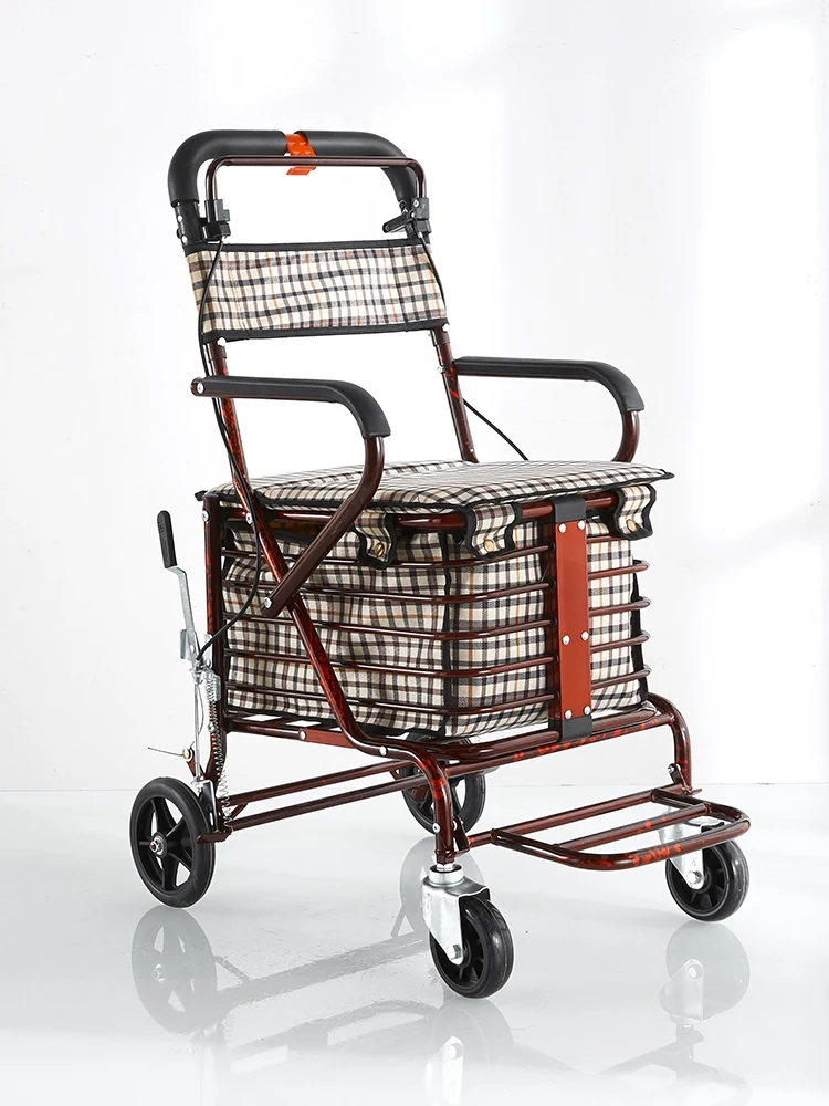 Trolley for the elderly instead of walking and driving can be pushed and Sat. portable folding trolley for the