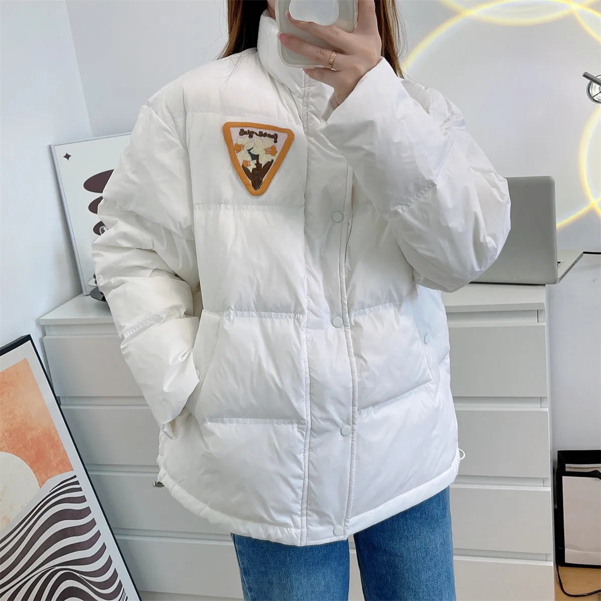 Down jacket women's short new winter Korean version loose white duck down jacket small thick padded jacket coat bread coat