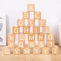 26pcs english letter building block large particle wood six sided alphabet puzzle digital cognitive education enlightenment toy