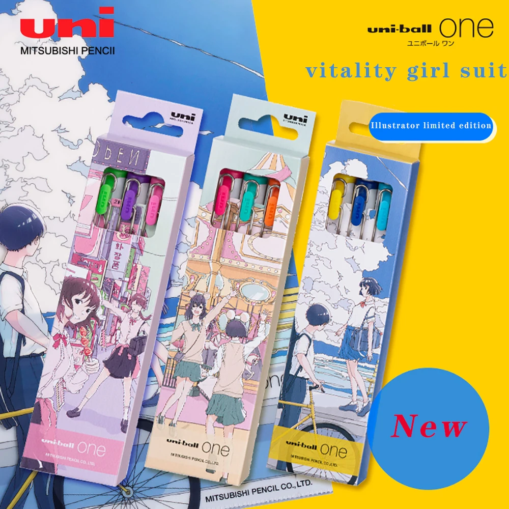 

Japan Uni Small Thick Core Limited Illustrator Series Vigorous Girl Set UMN-S-38 Press Gel Pen 0.38mm Hand Account Stationery