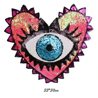30cm large coat embroidery sequins patch for clothes heart eye embroidered applique patch diy handmade clothing stickers