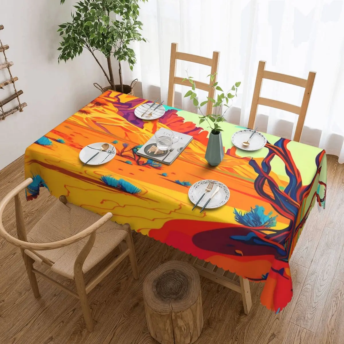 

Прямоугольная скатерть Mojave, пустынная скатерть, цифровое искусство, кавайная скатерть, индивидуальное украшение для стола на свадьбу, день рождения