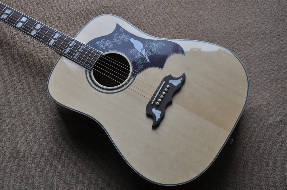 

New 41 inches acoustic guitar,Solid spruce top Dove model guitar Natural wood color finish In Stock 418