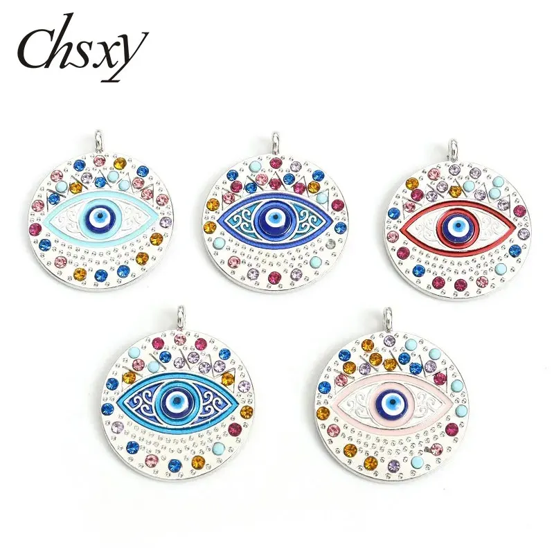 Кристаллический эмалевый амулет на удачу, 1 шт., подвески для глаз, турецкий синий глаз, подвески из сплава, ювелирные изделия, сделай сам, изготовление ожерелья, аксессуары, поделки