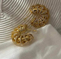 spring new 2022 french retro court style designer luxury fashion boutique earrings golden c shape classic women jewelry