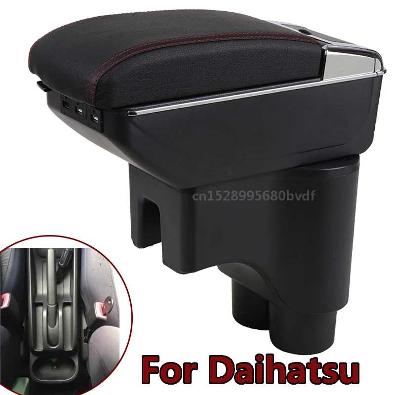 

For Daihatsu Terios 2 armrest box For Daihatsu Terios 2 Car Central Storage Container PU Leathe with USB LED light