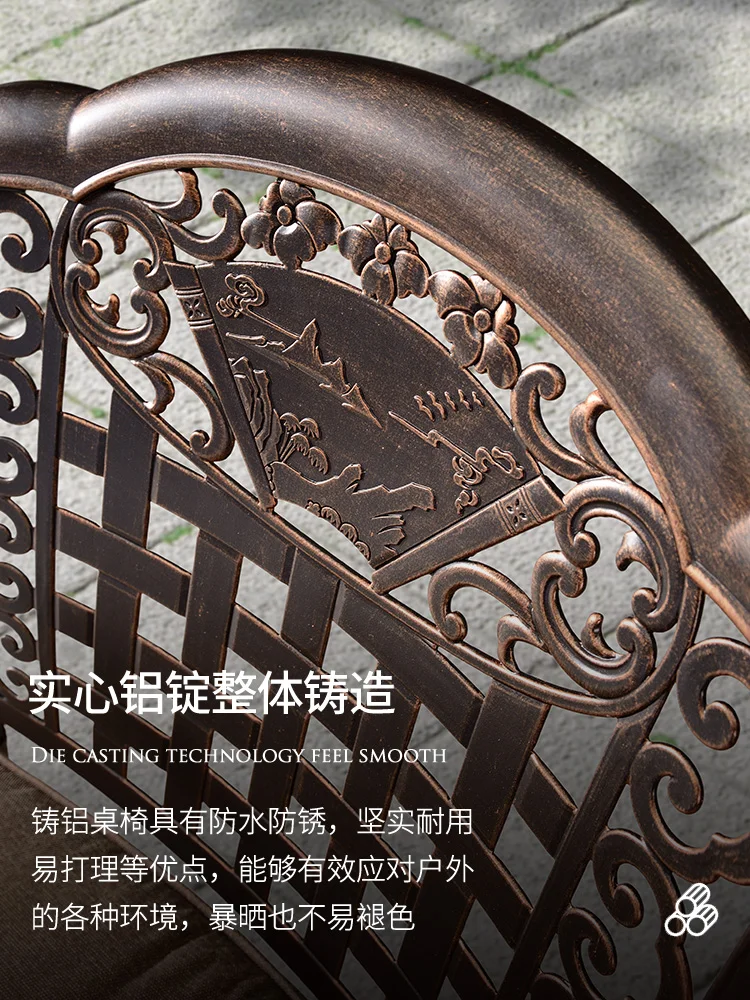 Стол и стул из кованого железа набор пяти предметов для дома литой алюминия вилла