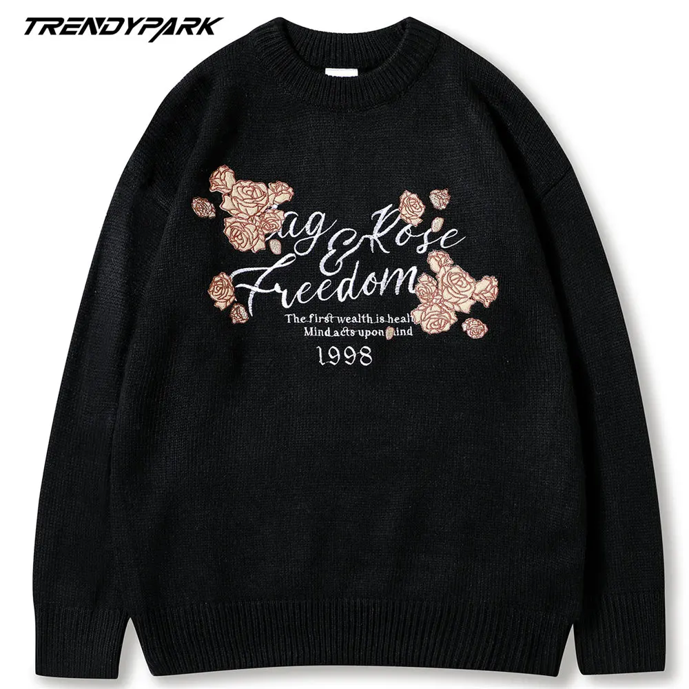 

AAAMen's Sweater Hip Hop Letters Knitted Sweater Men's Clothing Autumn Harajuku Streetwear Casual Jersey Sweater Oversize J