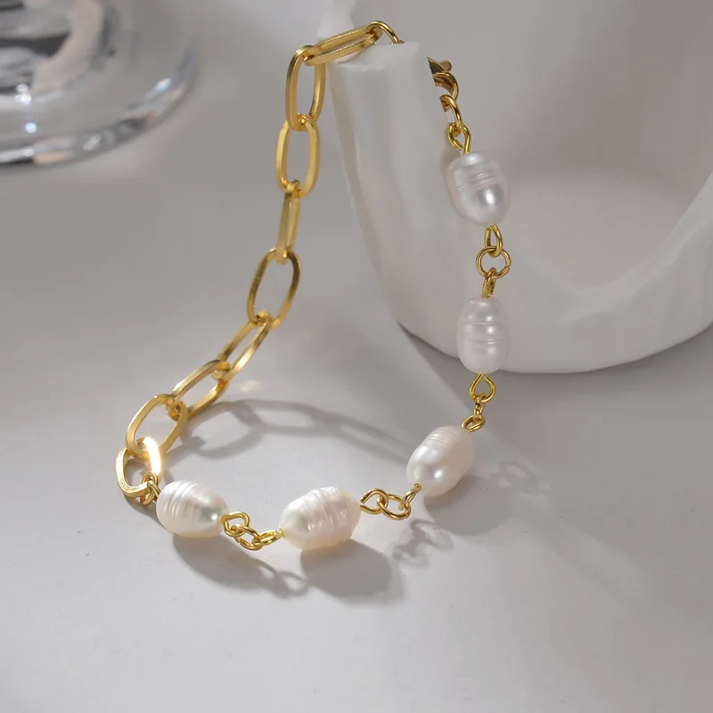 

Stainless Steel Glod Round Bead Layer Bracelet Charm Pearl Bracelet Fashion Women Jewelry Birthday Party Gift