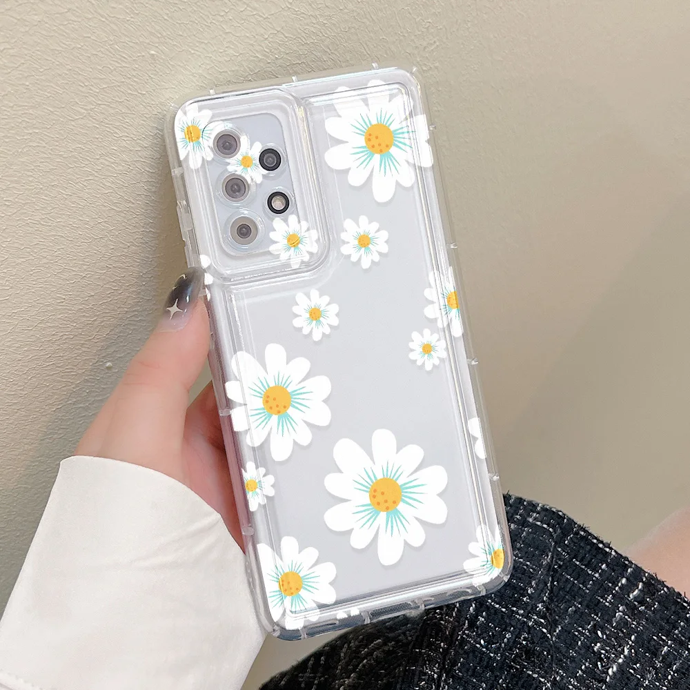 Прозрачный чехол Sunflower Daisy для Samsung A55 A54 A53 A52 A52S 5G A35 A34 A33 A32 A15 A51 A14 A13 A50 A73 A71 A21S A24