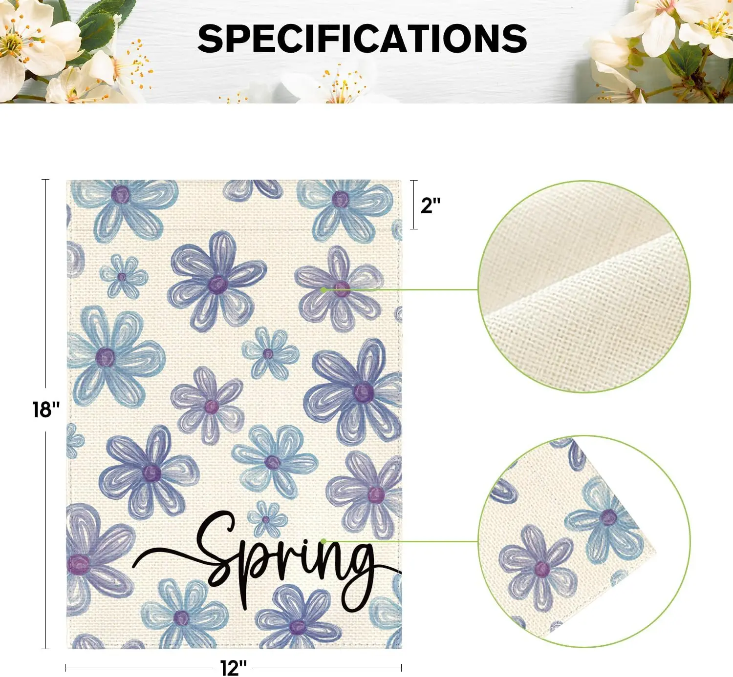 Фото Флаг AVOIN colorlife Spring Floral Garden, 12x18 дюймов, двусторонний, для улицы, с сезонными сине-фиолетовыми цветами, в деревенском стиле, для двора, SSL №5