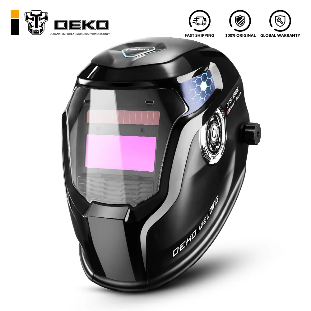 

DEKO Solar Power Auto Darkening Welding Helmet w/ Wide Shade Range 9-13 Replaceable Battery Lens Welding Mask for TIG MIG MMA