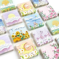 notebook ins three dimensional oil painting fresh and tearable message book note memo pad 100 sheets cute school supplies