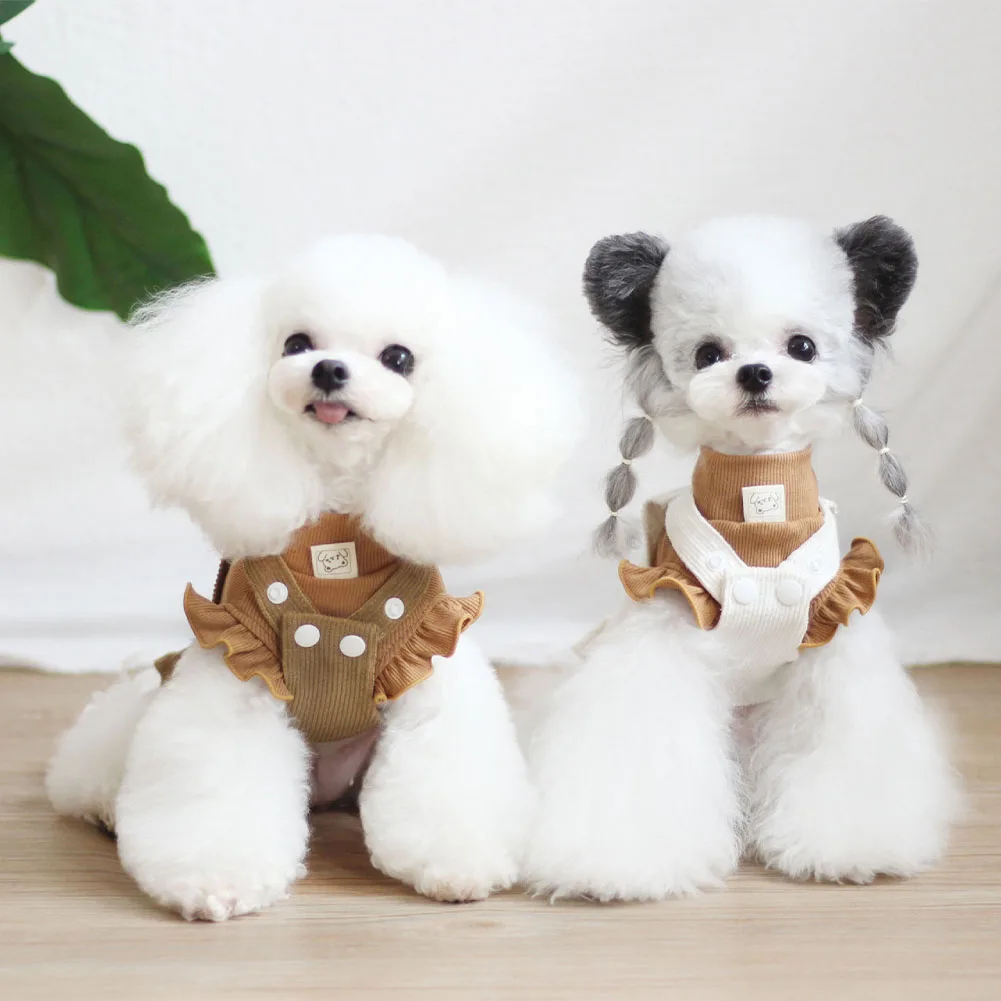 

Женская юбка, одежда для домашних животных, кошек и собак, осенне-зимние летающие рукава, базовая Вельветовая Милая юбка принцессы, одежда д...