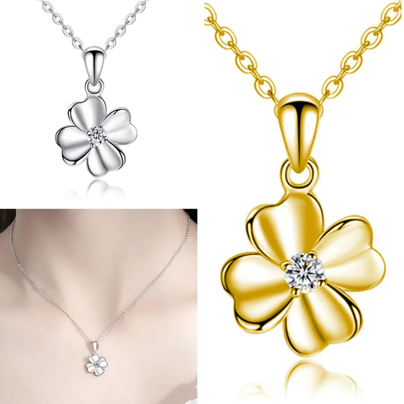 

Classic Clover Pendant For Women Girlfriend Birthday Gift Fashion S925 Clavicle Necklace Jewelry Female Silver Choker Latest