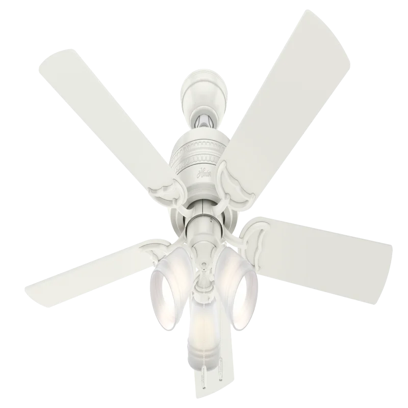 

52" Prim Fresh White Ceiling Fan with Light Kit and Pull Chain