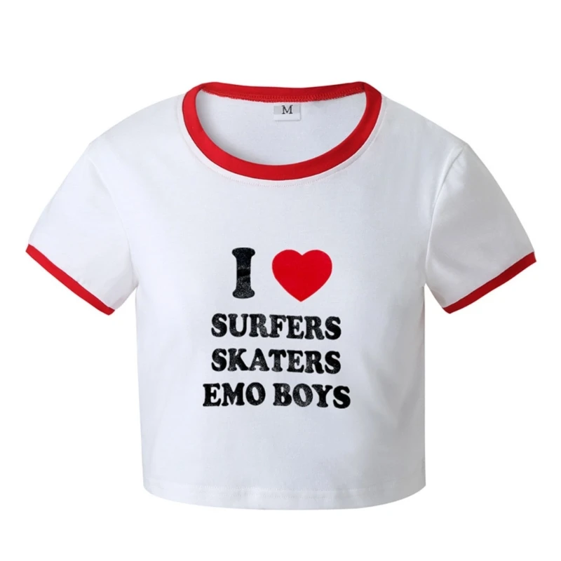 

Женский короткий топ с коротким рукавом, повседневный летний Базовый Топ Y2k