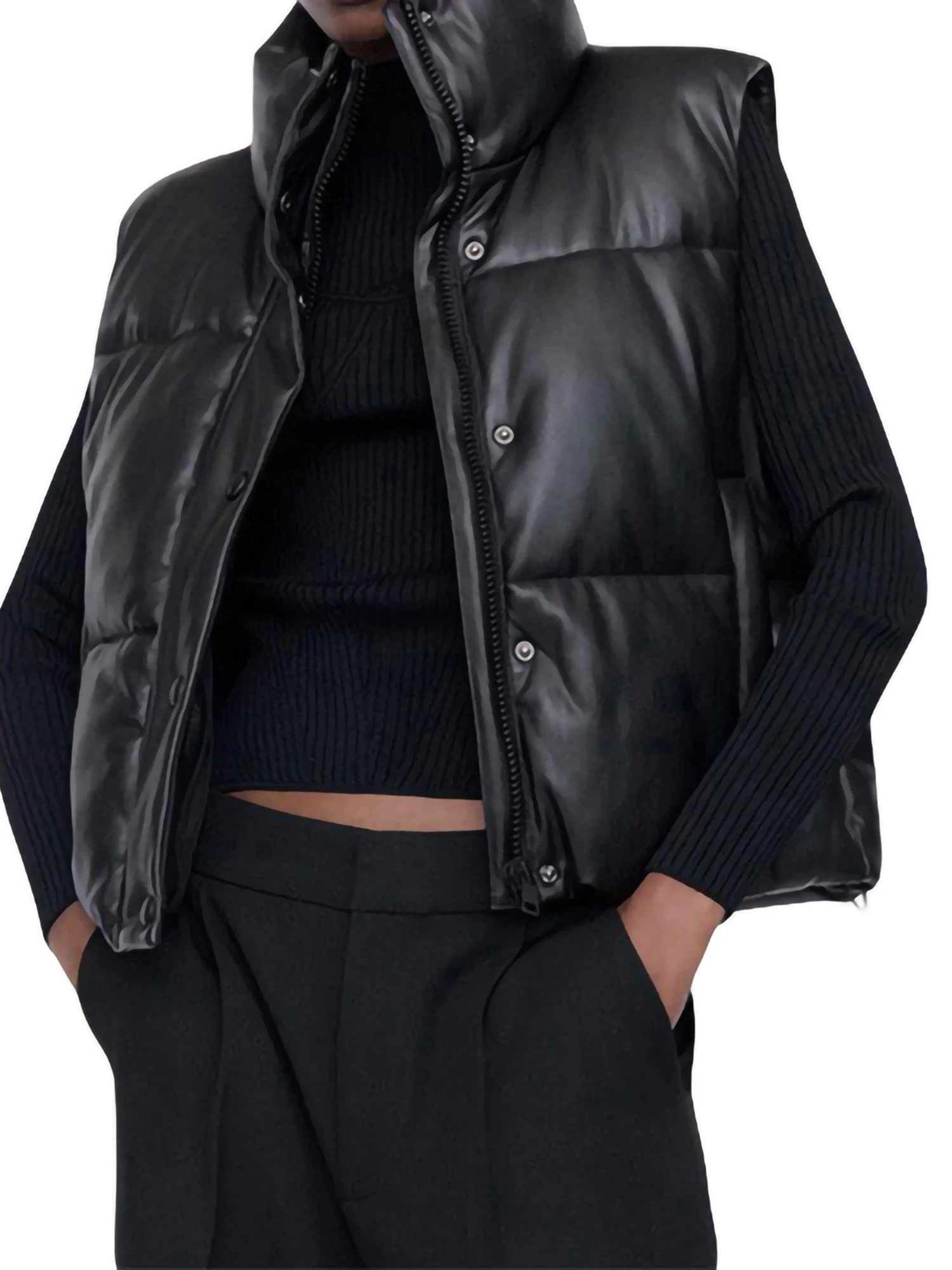 

Womens Gilet Jacket Cropped Quilted Zip Up Vest Waistcoat Puffer Padded Winter Wear Bodywarmer Short Coat
