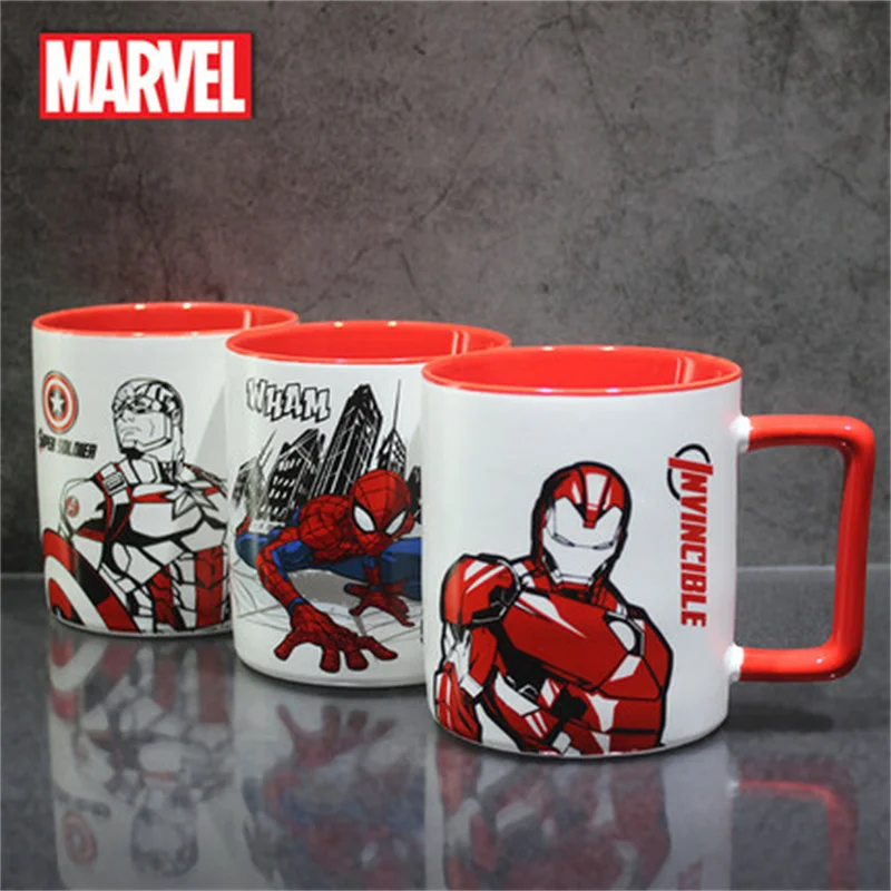 

Disney Mug Marvel Spider-Man Iron Man Water Cup Cartoon Ceramic Cup with Lid Large Capacity Fashion Mug