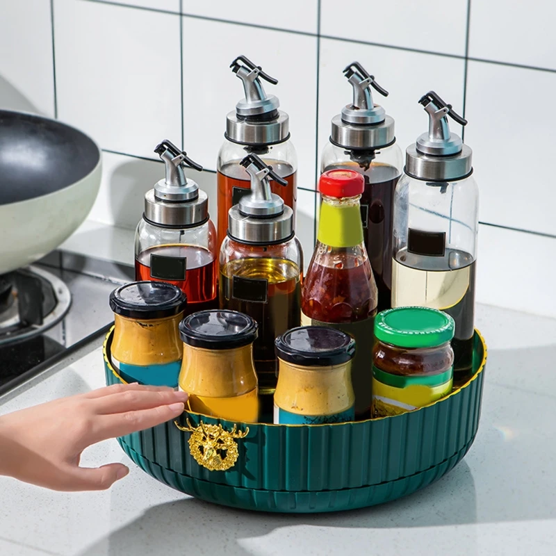 

Вращающаяся на 360 ° стойка для специй, органайзер, держатель для приправ, кухонный лоток для хранения, товары для дома для ванной комнаты, шка...