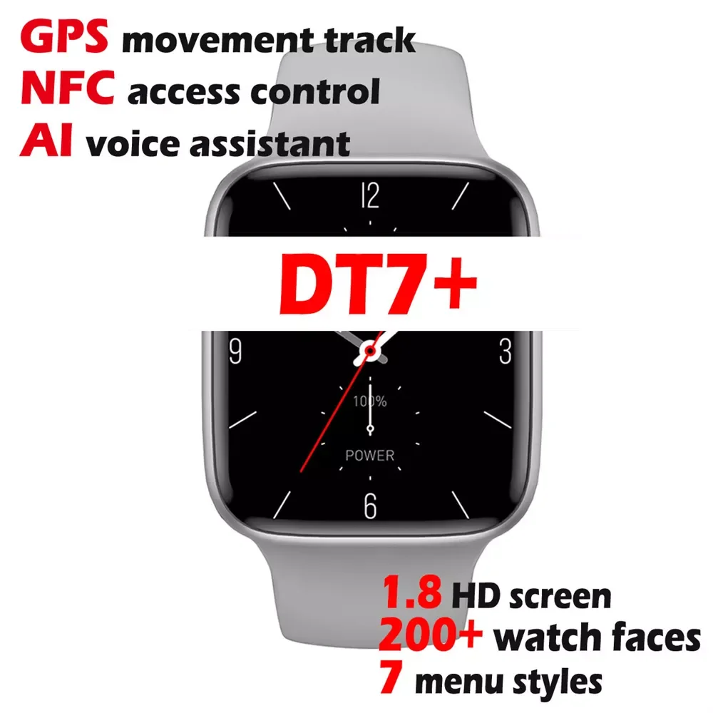

Смарт-часы IWO DT7 + мужские, NFC, голосовой помощник, BT, GPS