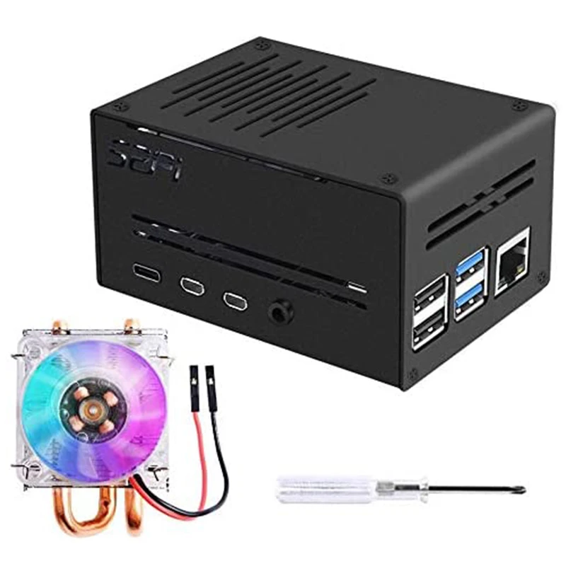 

for Raspberry Pi 4 Metal Case with Fan, fpr Raspberry Pi Low-Profile CPU Cooler, Horizontal Ice Tower Cooler