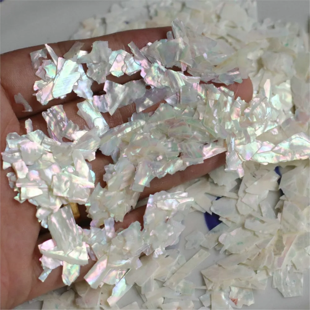 

Net-10g Natural Abalone Shell Design Nail Art Ornaments Irregular Fragment Holographic Nail Glitter Slices Decals Nail Shellfish